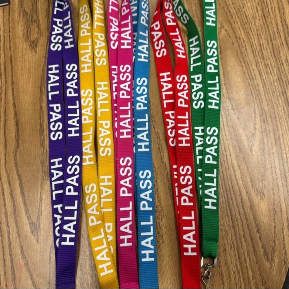 Colorful teacher hallpass lanyards